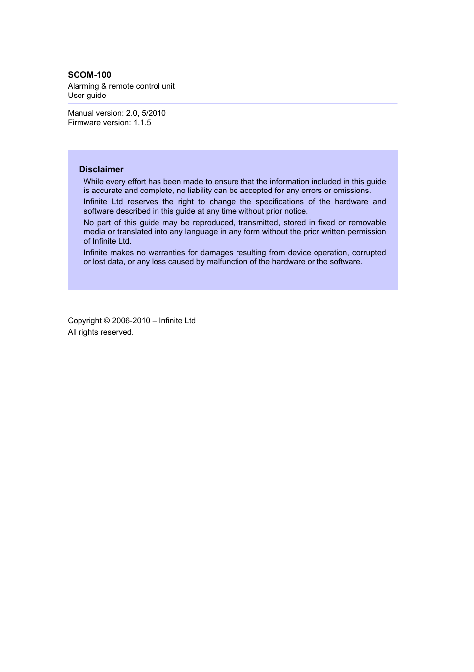 Infinite Peripherals SCOM-100 User Manual | Page 2 / 40