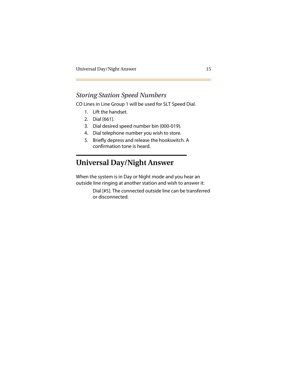 Storing station speed numbers, Universal day/night answer | Infinite Peripherals DVX Plus II/III/IV User Manual | Page 20 / 24