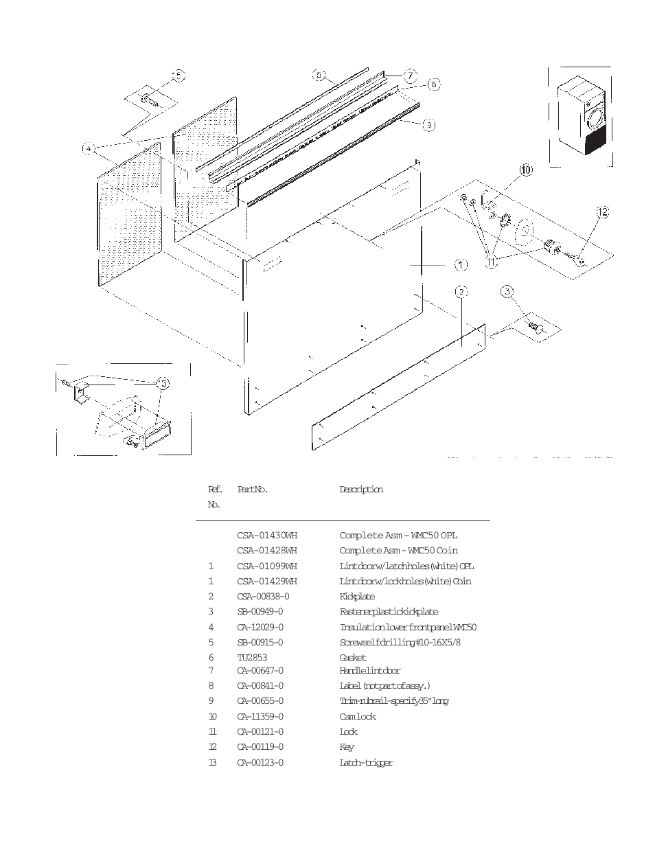 Lint door assembly | IPSO DR50 User Manual | Page 35 / 43