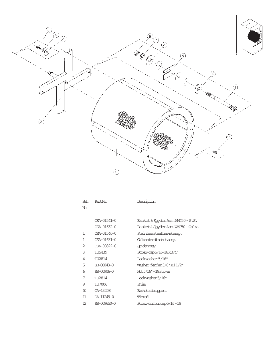 Basket & spider assembly | IPSO DR50 User Manual | Page 36 / 43