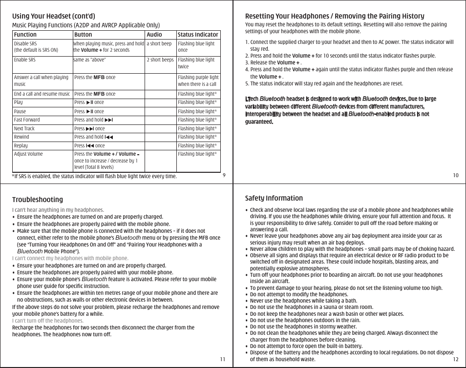 i. Tech Dynamic Bluetooth Stereo Headphone User Manual | Page 3 / 5