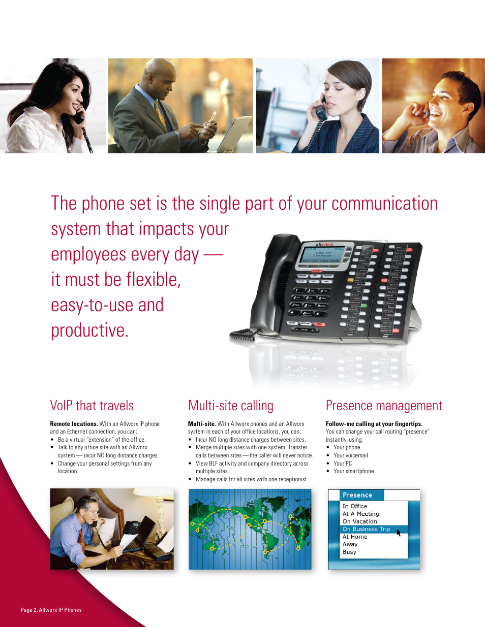 Voip that travels, Multi-site calling presence management | InSciTek Microsystems 9112 User Manual | Page 2 / 8