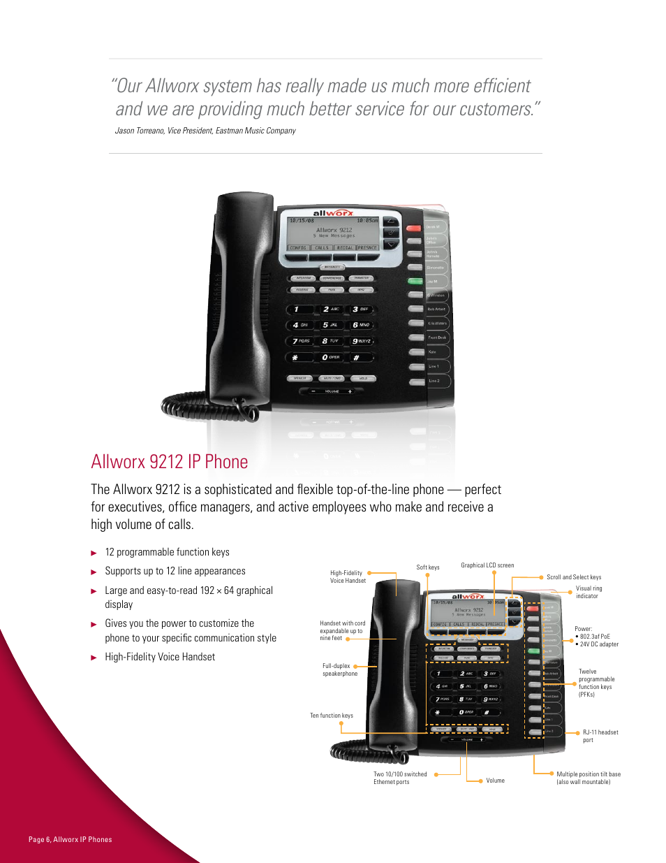 Allworx 9212 ip phone | InSciTek Microsystems 9112 User Manual | Page 6 / 8