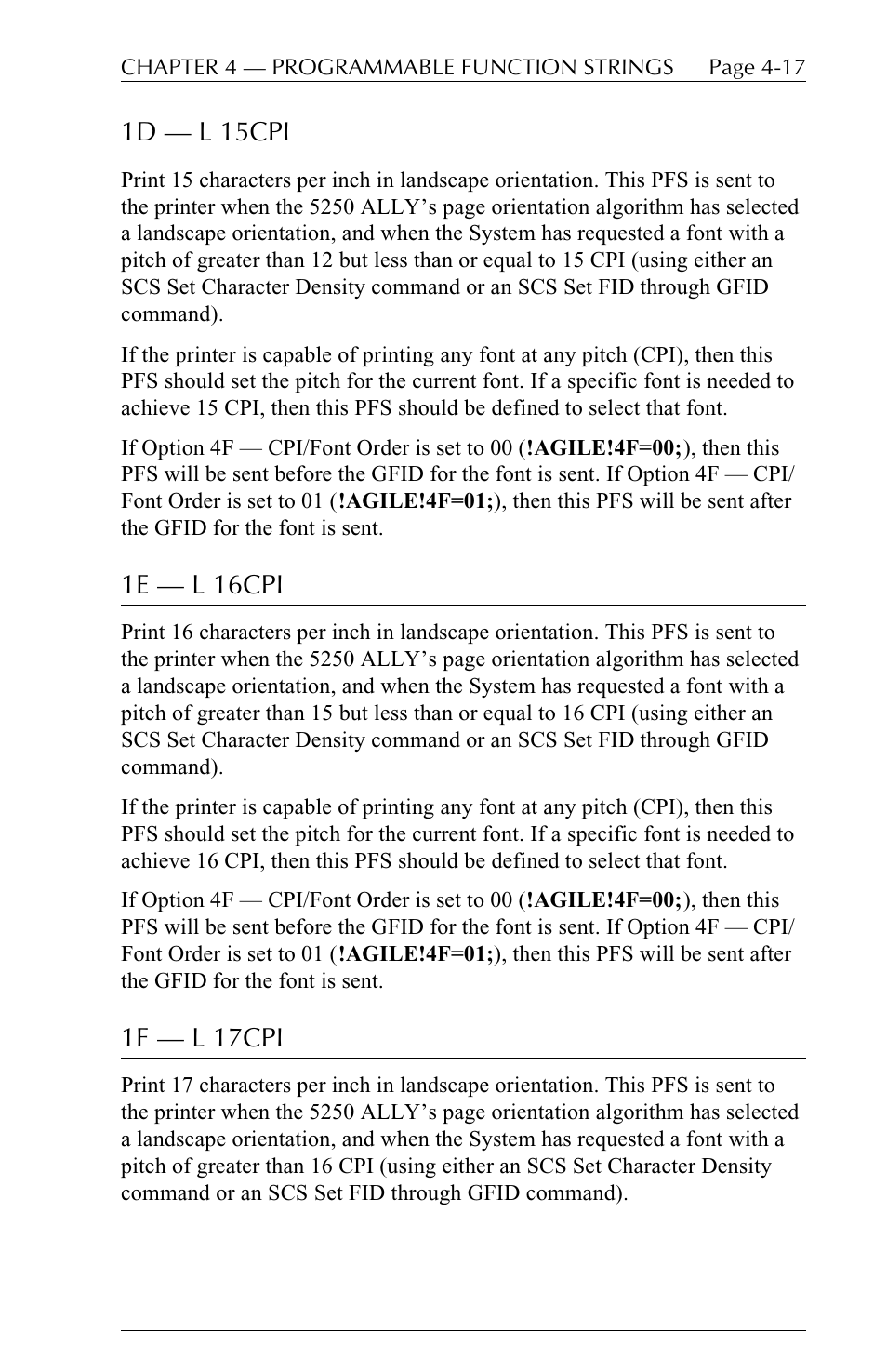 1d  l 15cpi, 1e  l 16cpi, 1f  l 17cpi | I-Data 5250 ALLY User Manual | Page 111 / 240