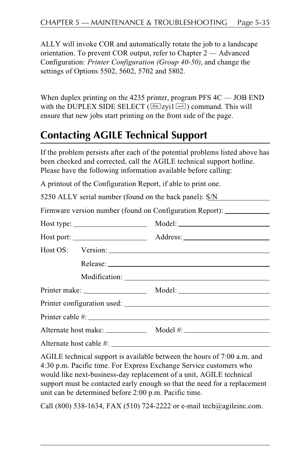 Contacting agile technical support | I-Data 5250 ALLY User Manual | Page 157 / 240