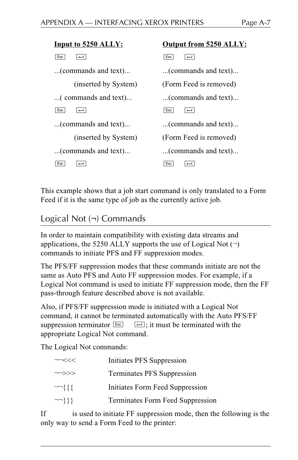 Logical not (¬) commands | I-Data 5250 ALLY User Manual | Page 169 / 240