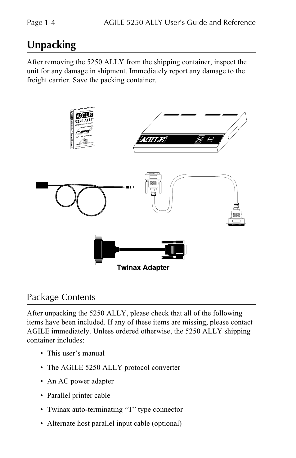 Unpacking, Package contents | I-Data 5250 ALLY User Manual | Page 26 / 240