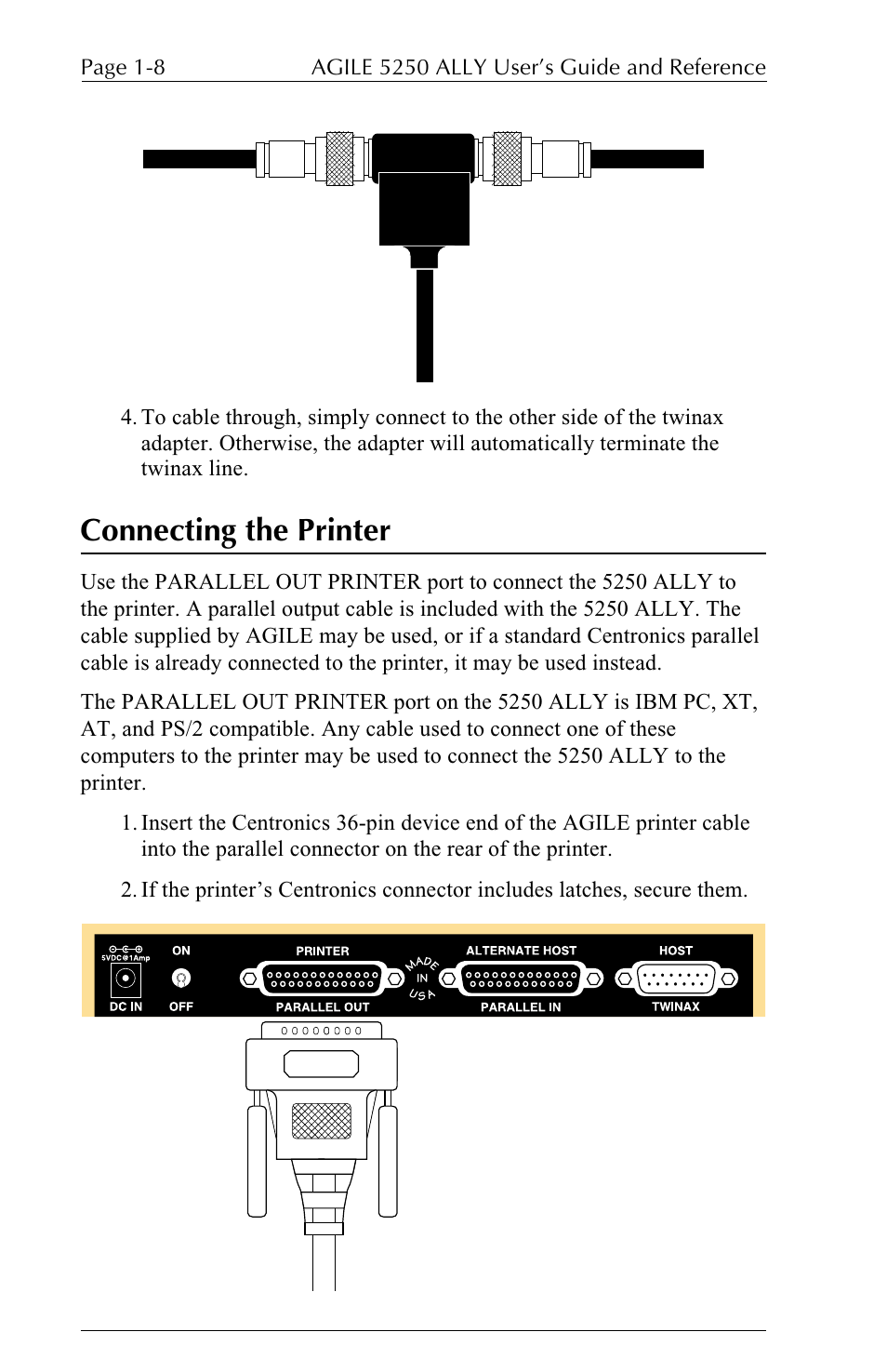 Connecting the printer | I-Data 5250 ALLY User Manual | Page 30 / 240