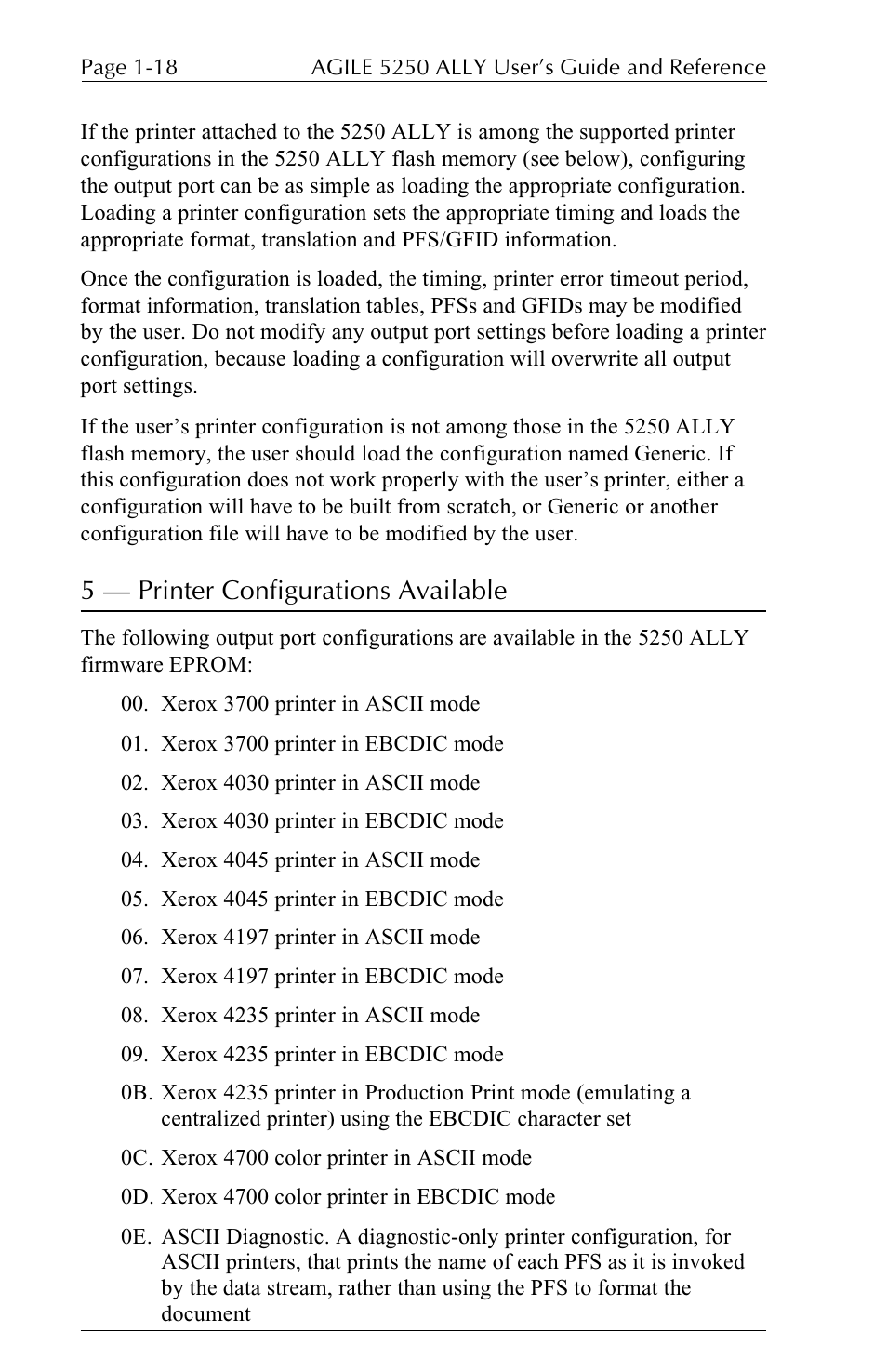 5  printer configurations available | I-Data 5250 ALLY User Manual | Page 40 / 240