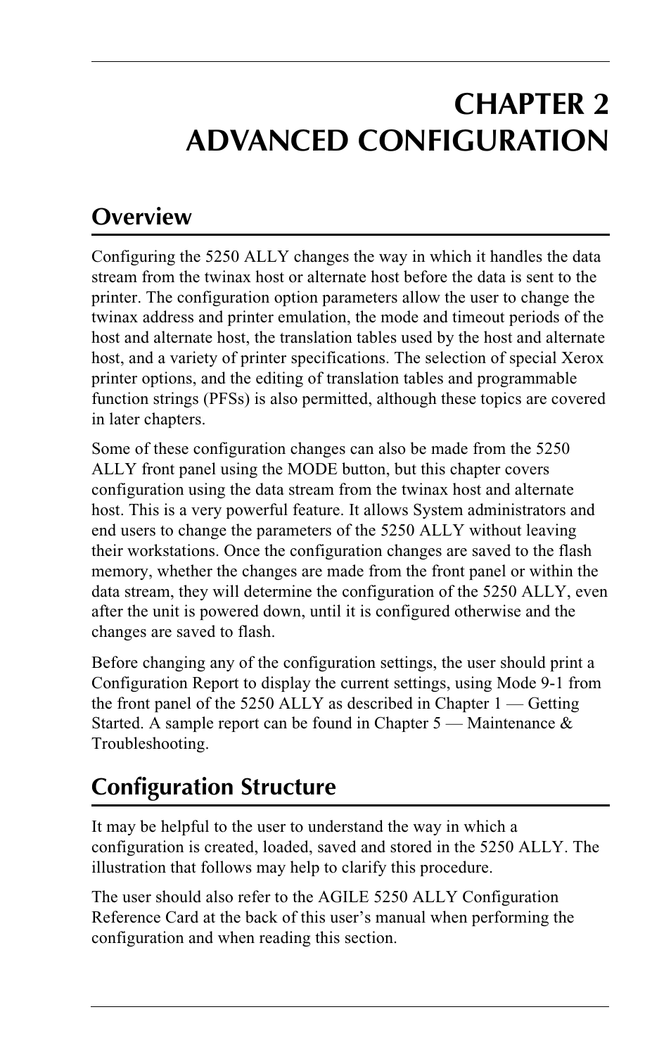Chapter 2 advanced configuration, Overview, Configuration structure | I-Data 5250 ALLY User Manual | Page 47 / 240