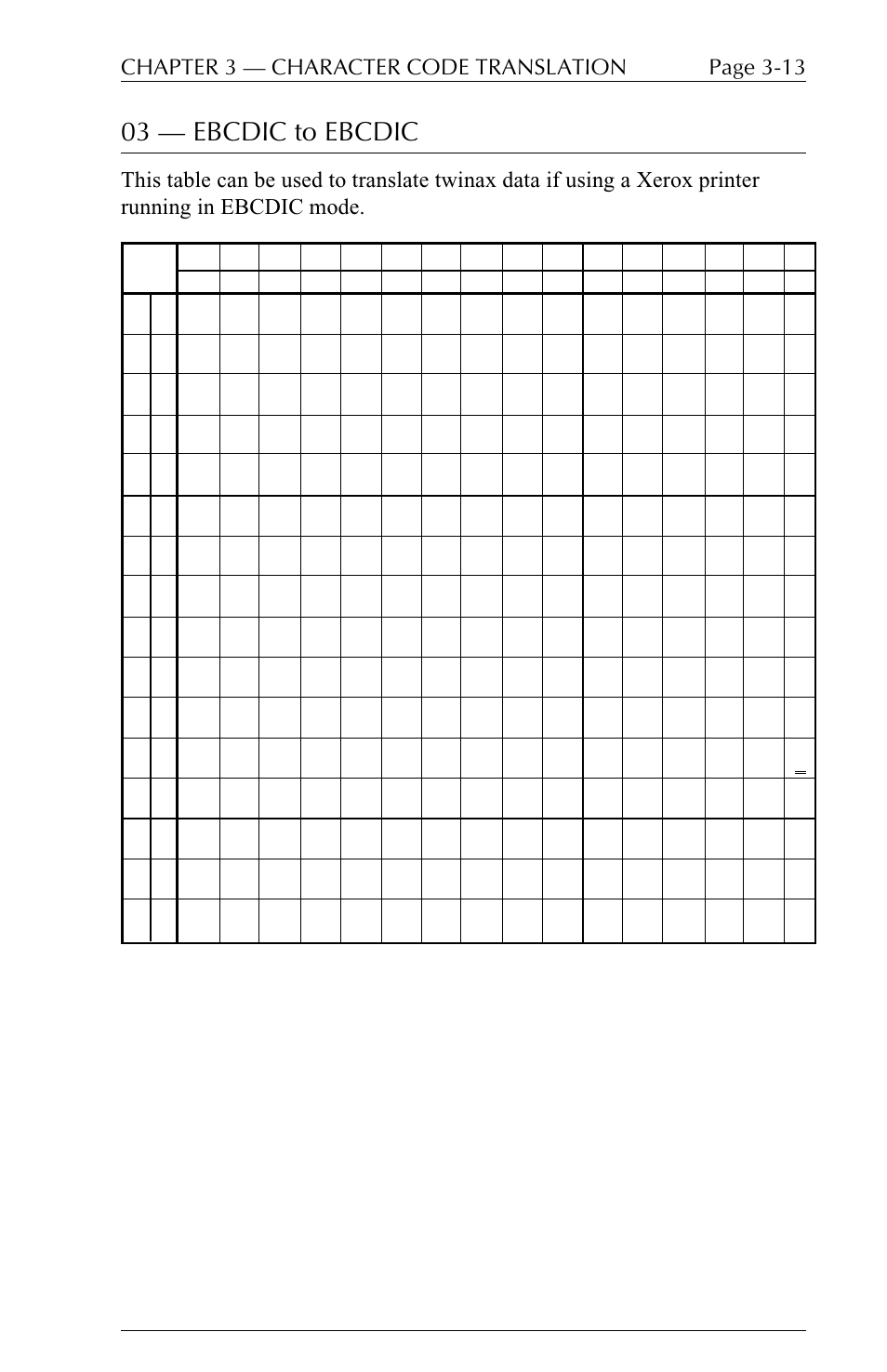 03  ebcdic to ebcdic, Page 3-13 chapter 3  character code translation | I-Data 5250 ALLY User Manual | Page 81 / 240