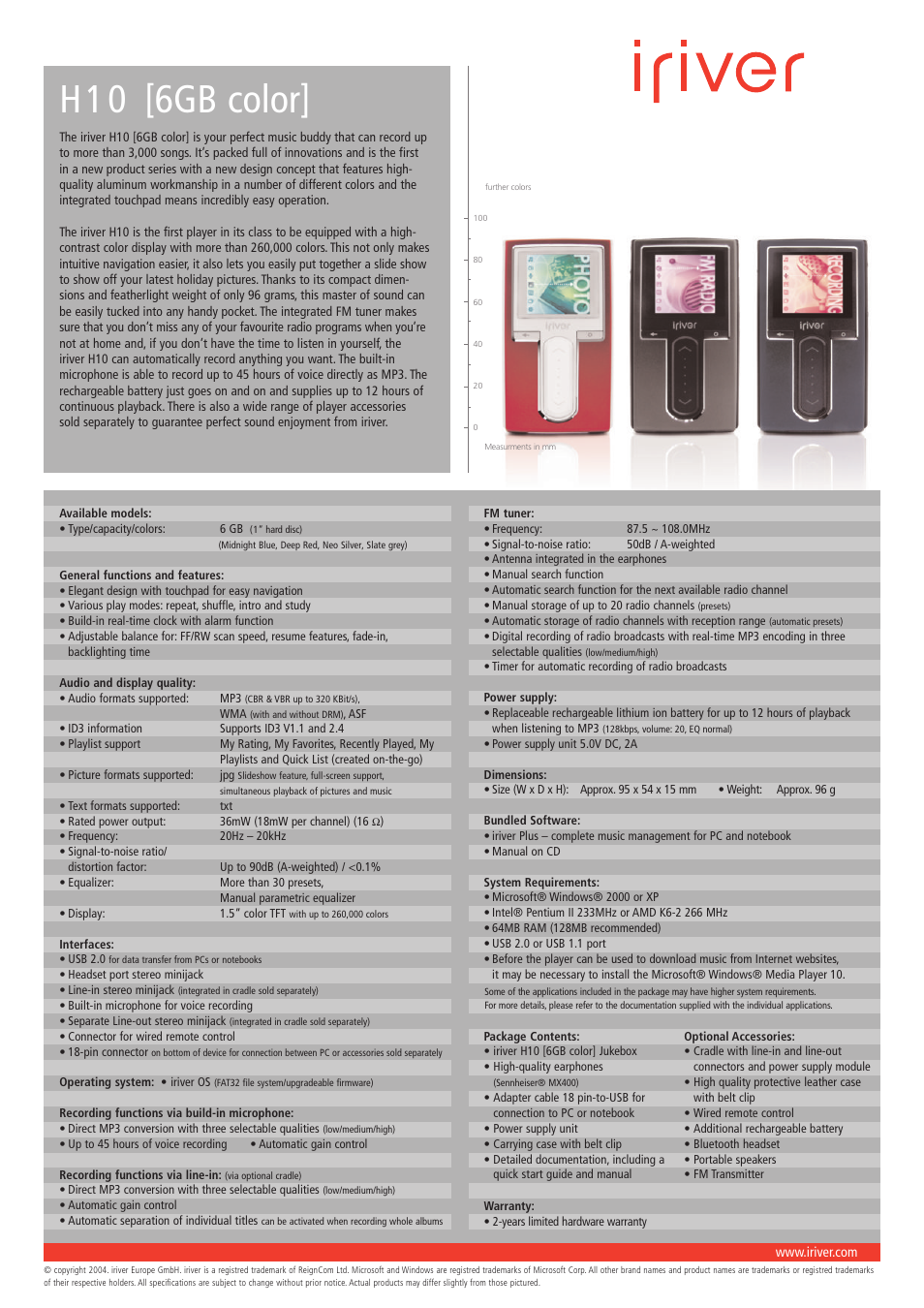H10 [6gb color | iRiver H10 User Manual | Page 2 / 2