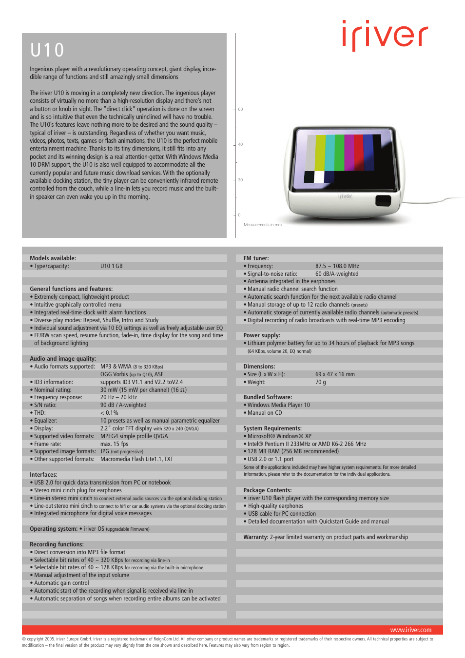 iRiver U10 User Manual | Page 2 / 2