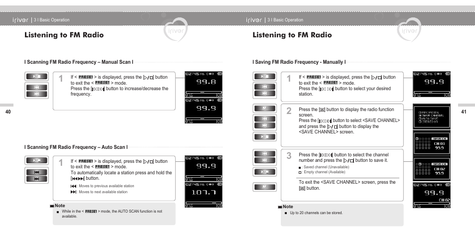 Listening to fm radio | iRiver N11 User Manual | Page 22 / 40