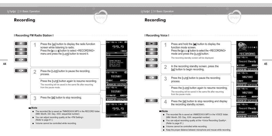 Recording | iRiver N11 User Manual | Page 24 / 40