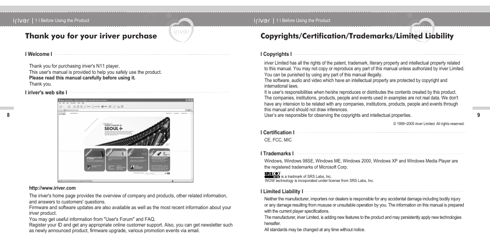 iRiver N11 User Manual | Page 6 / 40