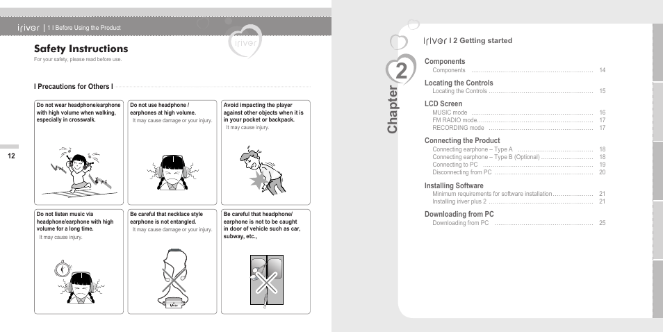 Chapter, Safety instructions | iRiver N11 User Manual | Page 8 / 40