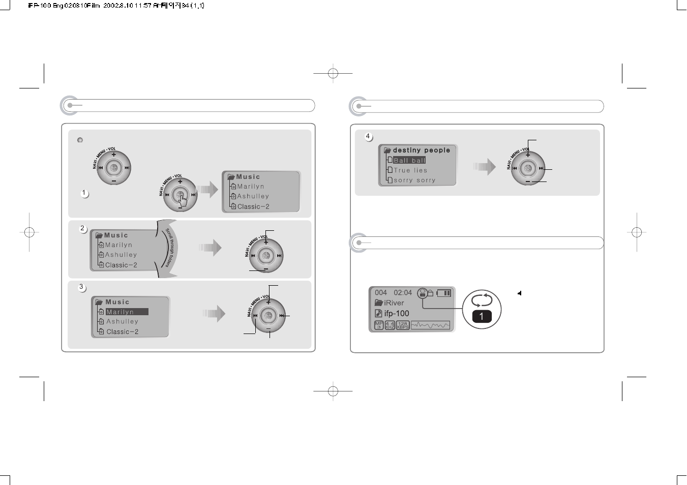 Navigation, Mode | iRiver iFP-120 User Manual | Page 18 / 28