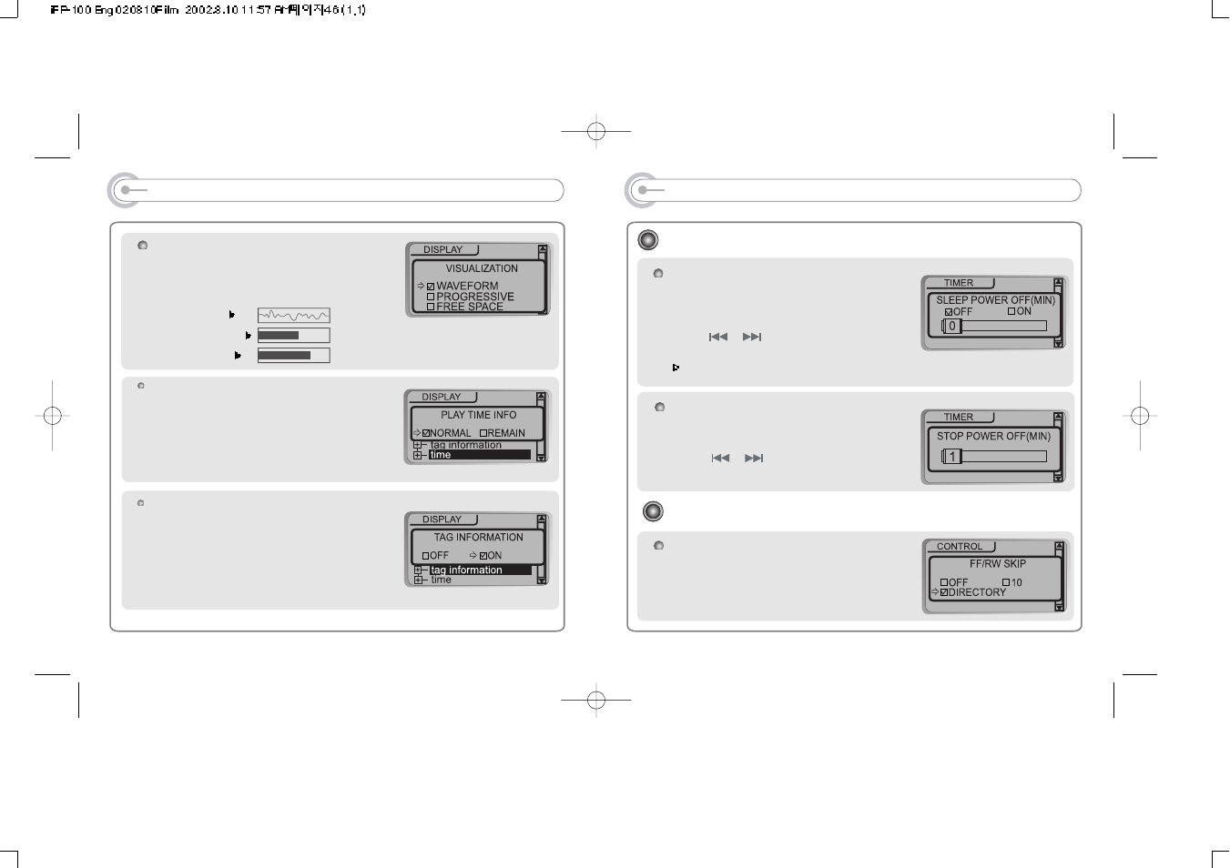 Control, Timer(set auto power off) | iRiver iFP-120 User Manual | Page 24 / 28