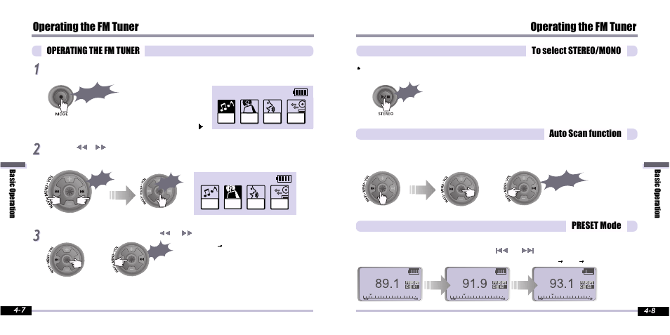 Operating the fm tuner | iRiver IFP-800 User Manual | Page 15 / 39