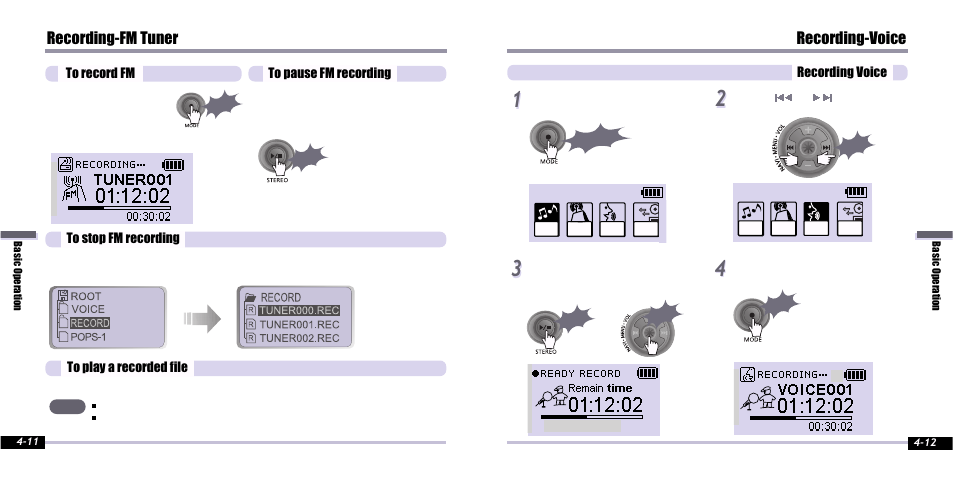 Recording-fm tuner, Recording-voice | iRiver IFP-800 User Manual | Page 17 / 39