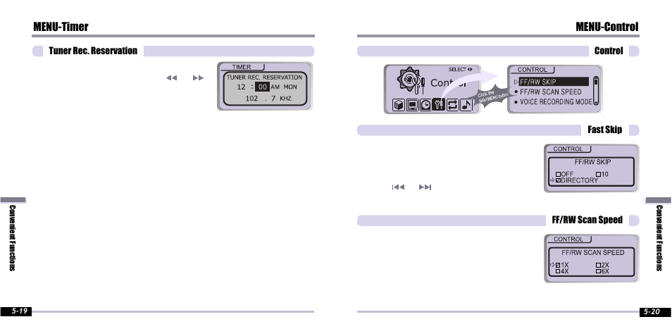 Menu-control, Menu-timer | iRiver IFP-800 User Manual | Page 30 / 39