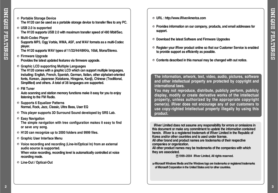 iRiver H120 User Manual | Page 3 / 30
