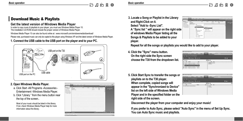 Music, Download music & playlists | iRiver MP3 Player T30 User Manual | Page 15 / 37