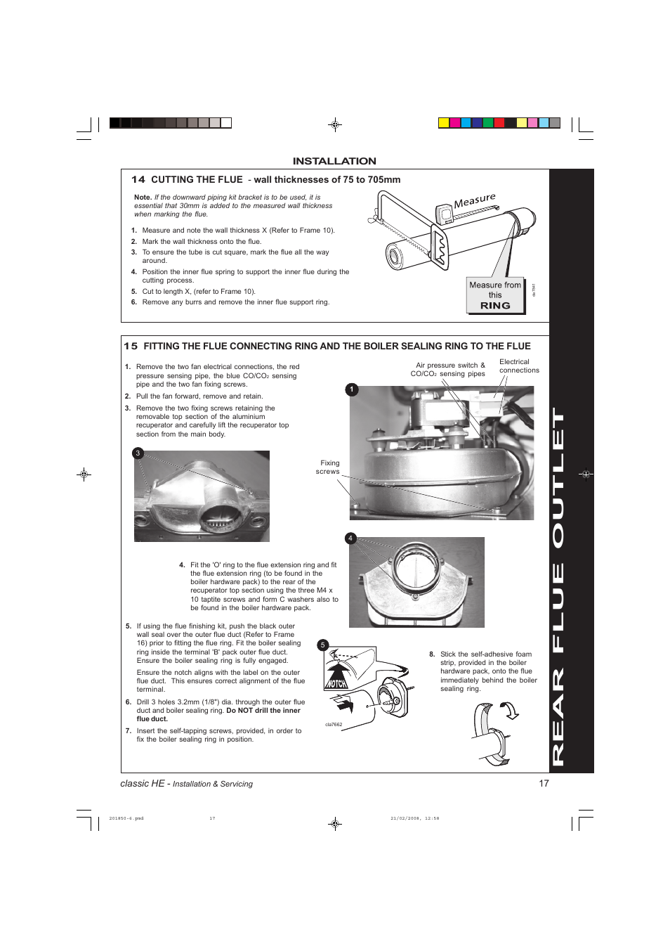 Rear flue outlet | IDEAL INDUSTRIES CLASSIC HE18 User Manual | Page 17 / 52