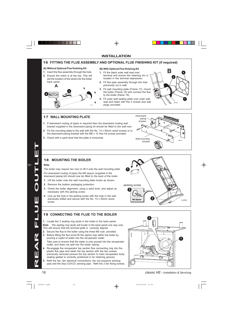 Rear flue outlet | IDEAL INDUSTRIES CLASSIC HE18 User Manual | Page 18 / 52