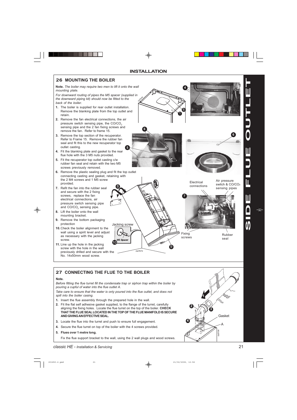 Side flue outlet | IDEAL INDUSTRIES CLASSIC HE18 User Manual | Page 21 / 52