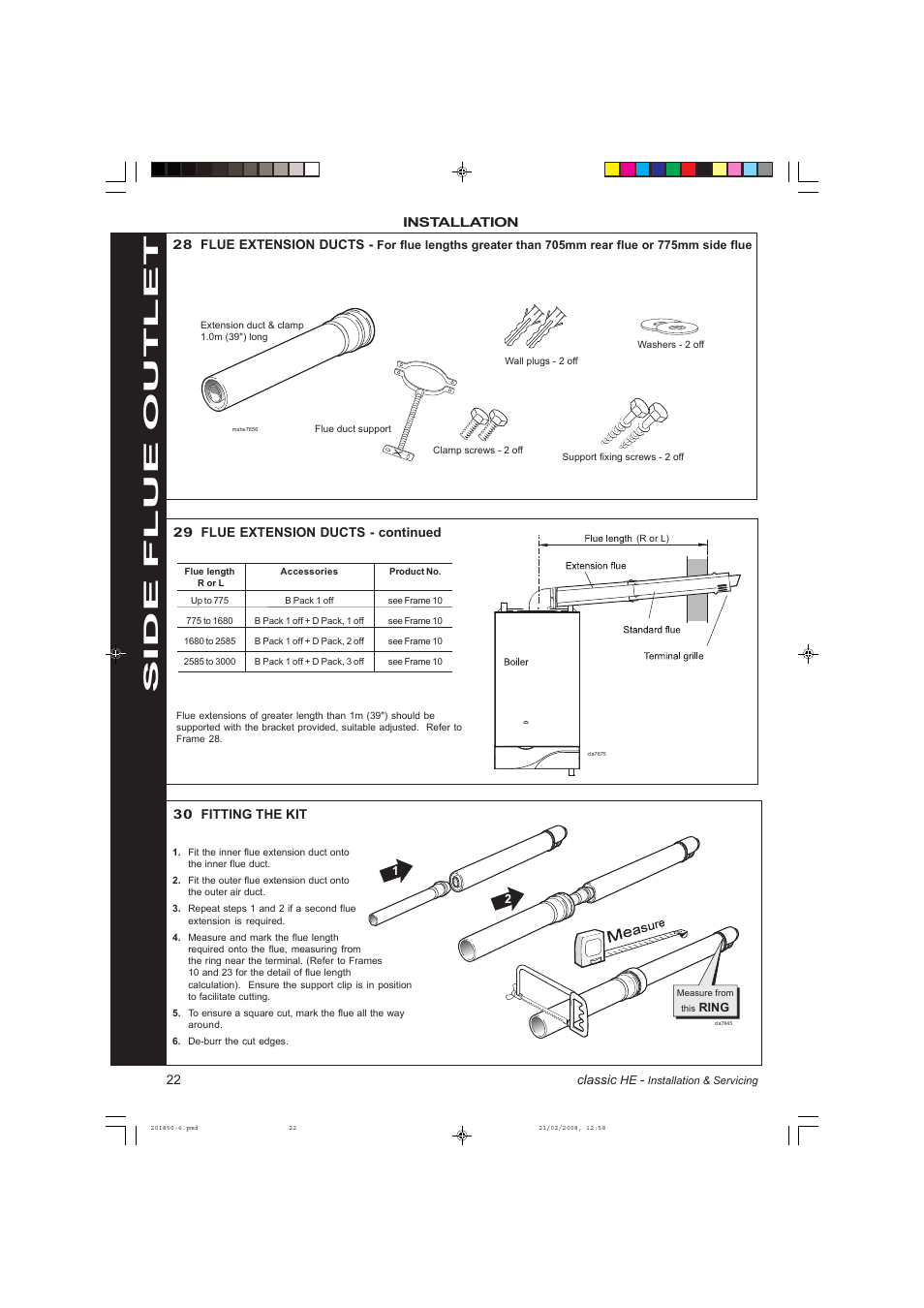 Side flue outlet | IDEAL INDUSTRIES CLASSIC HE18 User Manual | Page 22 / 52