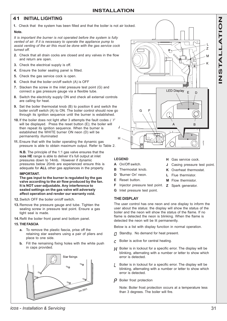 31 icos, Installation, 41 initial lighting | Inst alla tion | IDEAL INDUSTRIES ICOS HE18 User Manual | Page 31 / 60