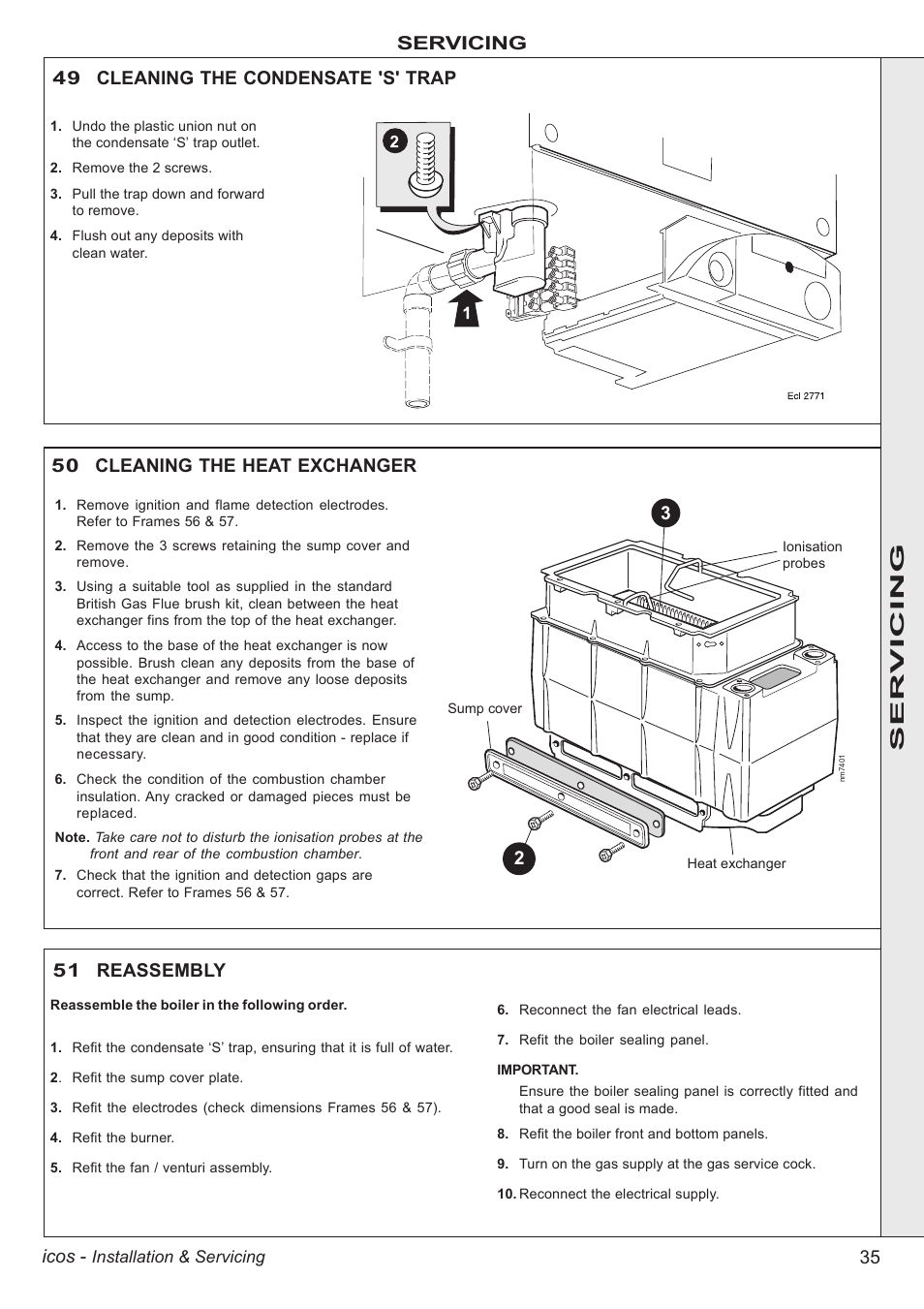 35 icos, 51 reassembly, Ser vicing | IDEAL INDUSTRIES ICOS HE18 User Manual | Page 35 / 60