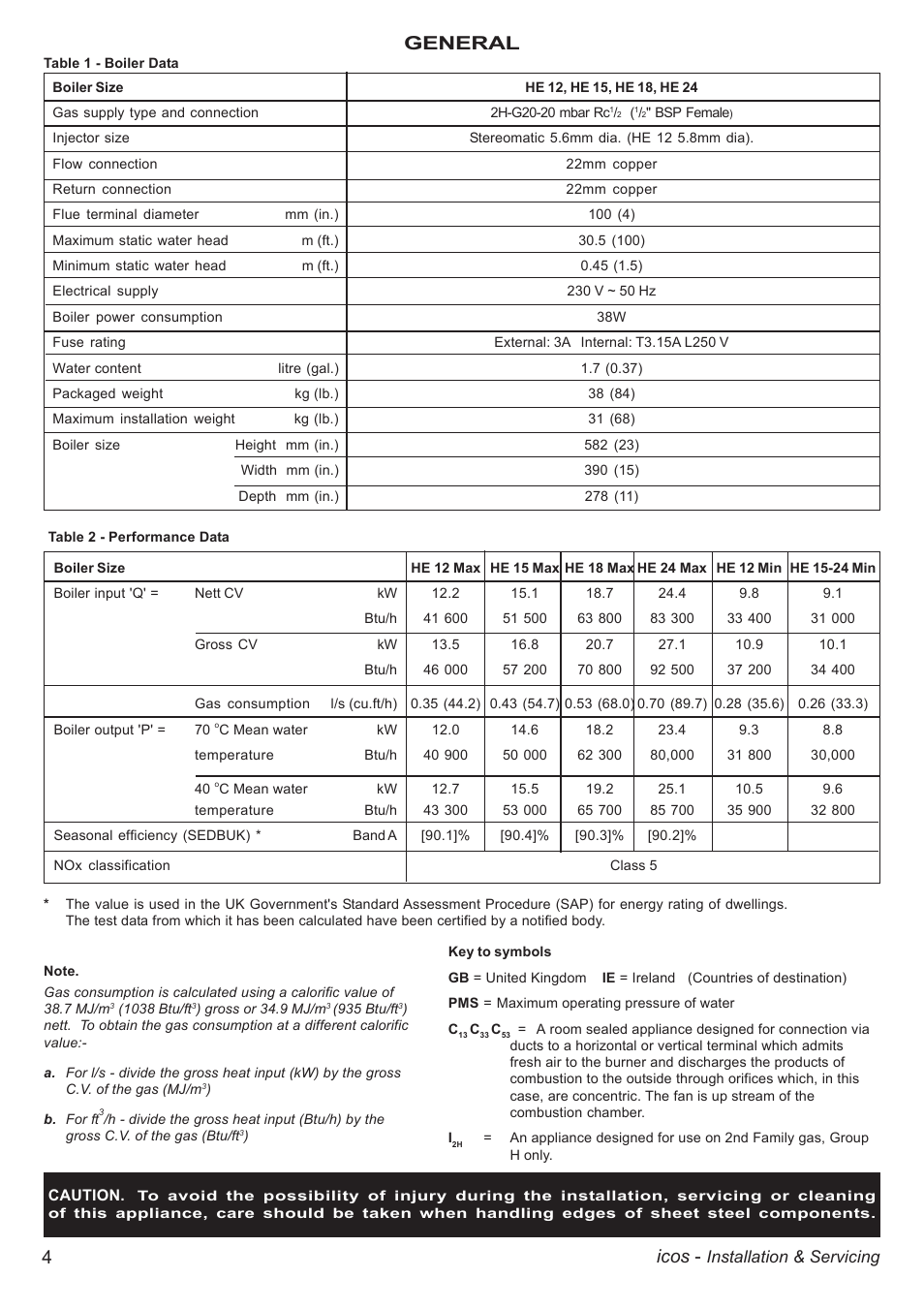 4icos, General, Installation & servicing | IDEAL INDUSTRIES ICOS HE18 User Manual | Page 4 / 60