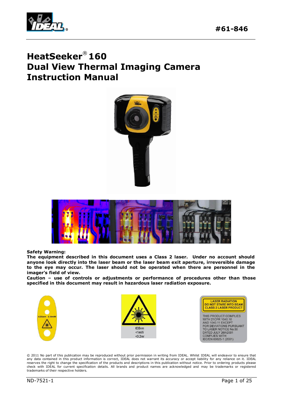 IDEAL INDUSTRIES Dual View Thermal Imaging Camera HeatSeeker 160 User Manual | 25 pages