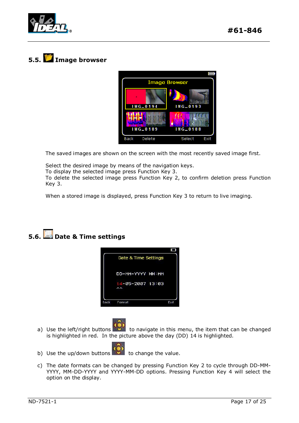 Mage browser, Ime settings | IDEAL INDUSTRIES Dual View Thermal Imaging Camera HeatSeeker 160 User Manual | Page 17 / 25