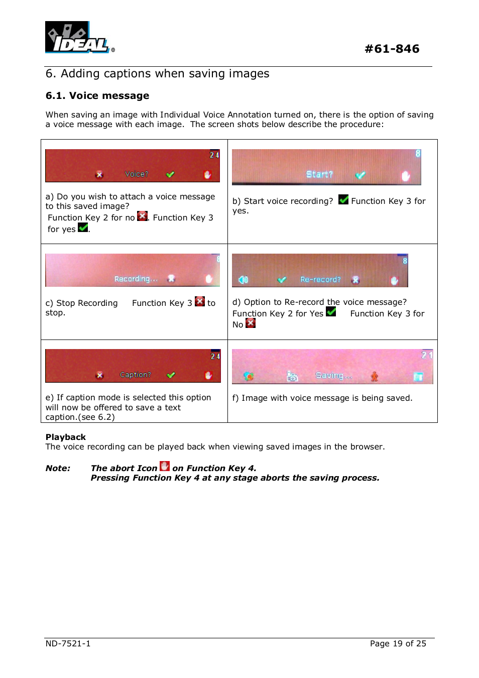 Adding captions when saving images, Oice message | IDEAL INDUSTRIES Dual View Thermal Imaging Camera HeatSeeker 160 User Manual | Page 19 / 25