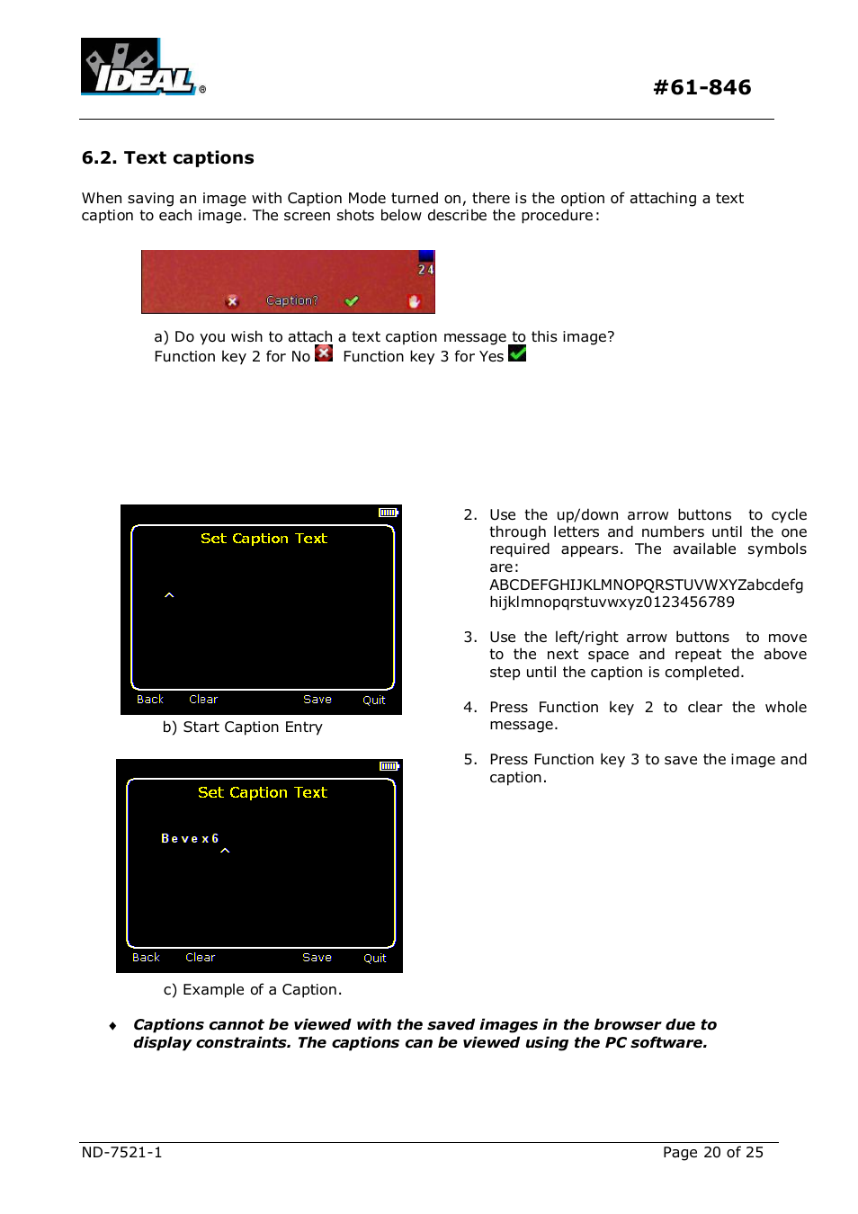 Ext captions | IDEAL INDUSTRIES Dual View Thermal Imaging Camera HeatSeeker 160 User Manual | Page 20 / 25
