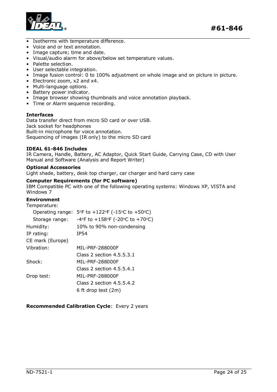 IDEAL INDUSTRIES Dual View Thermal Imaging Camera HeatSeeker 160 User Manual | Page 24 / 25