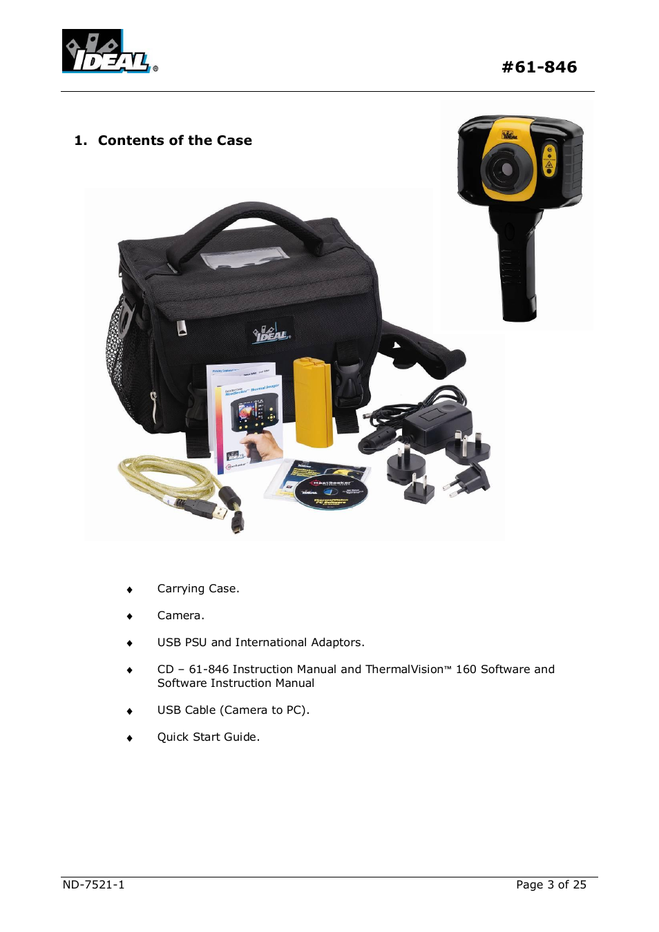 Contents of the case | IDEAL INDUSTRIES Dual View Thermal Imaging Camera HeatSeeker 160 User Manual | Page 3 / 25