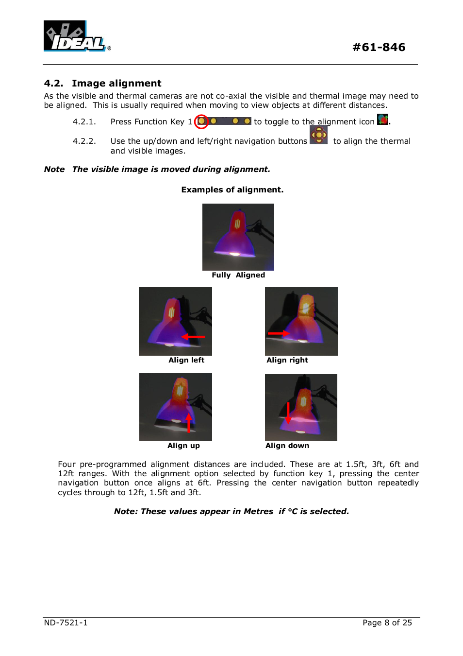 Mage alignment, Image alignment | IDEAL INDUSTRIES Dual View Thermal Imaging Camera HeatSeeker 160 User Manual | Page 8 / 25