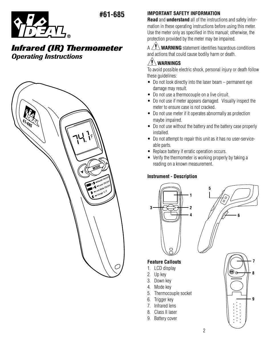 IDEAL INDUSTRIES 61-685 User Manual | 12 pages