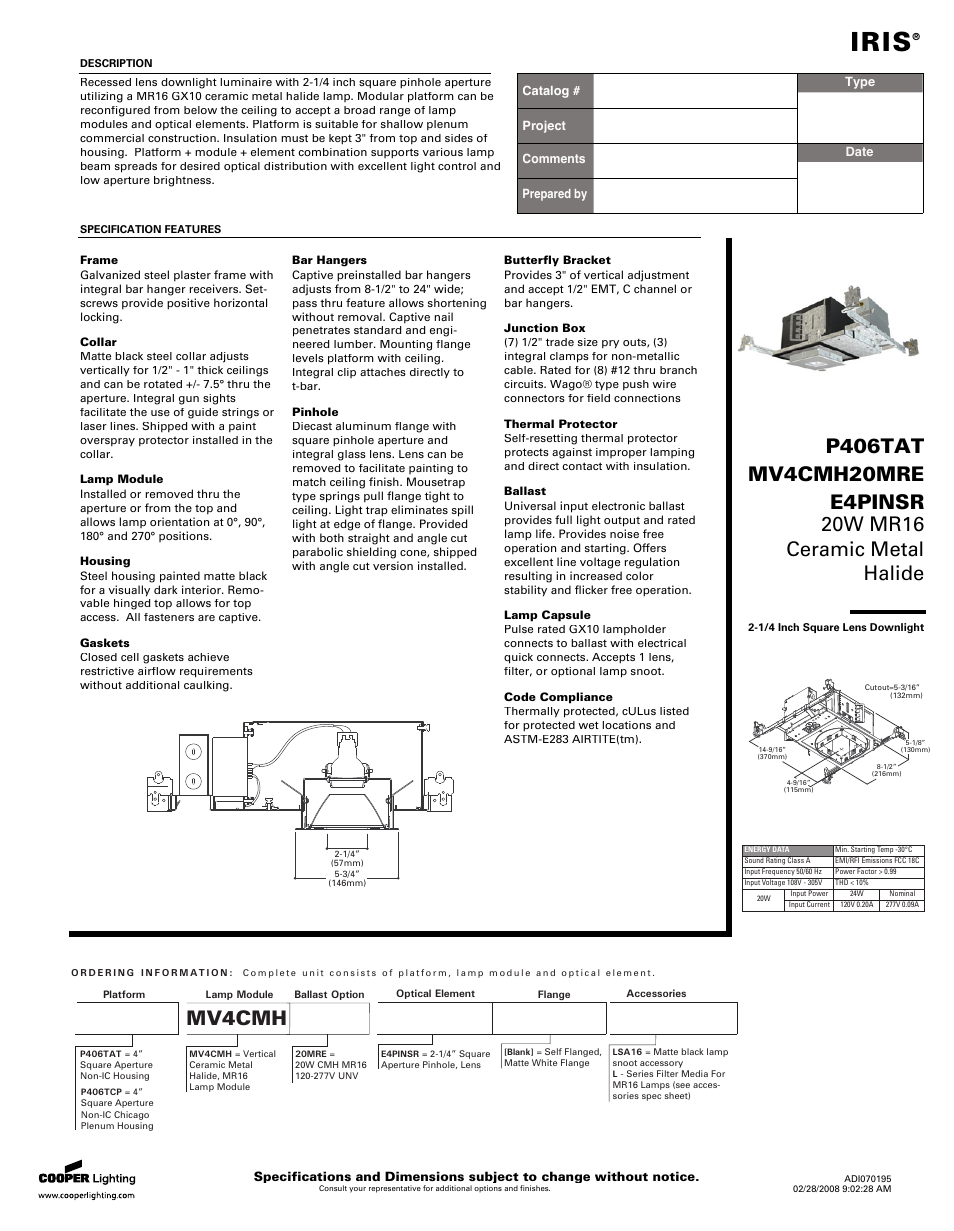 I.R.I.S. P406TAT User Manual | 2 pages