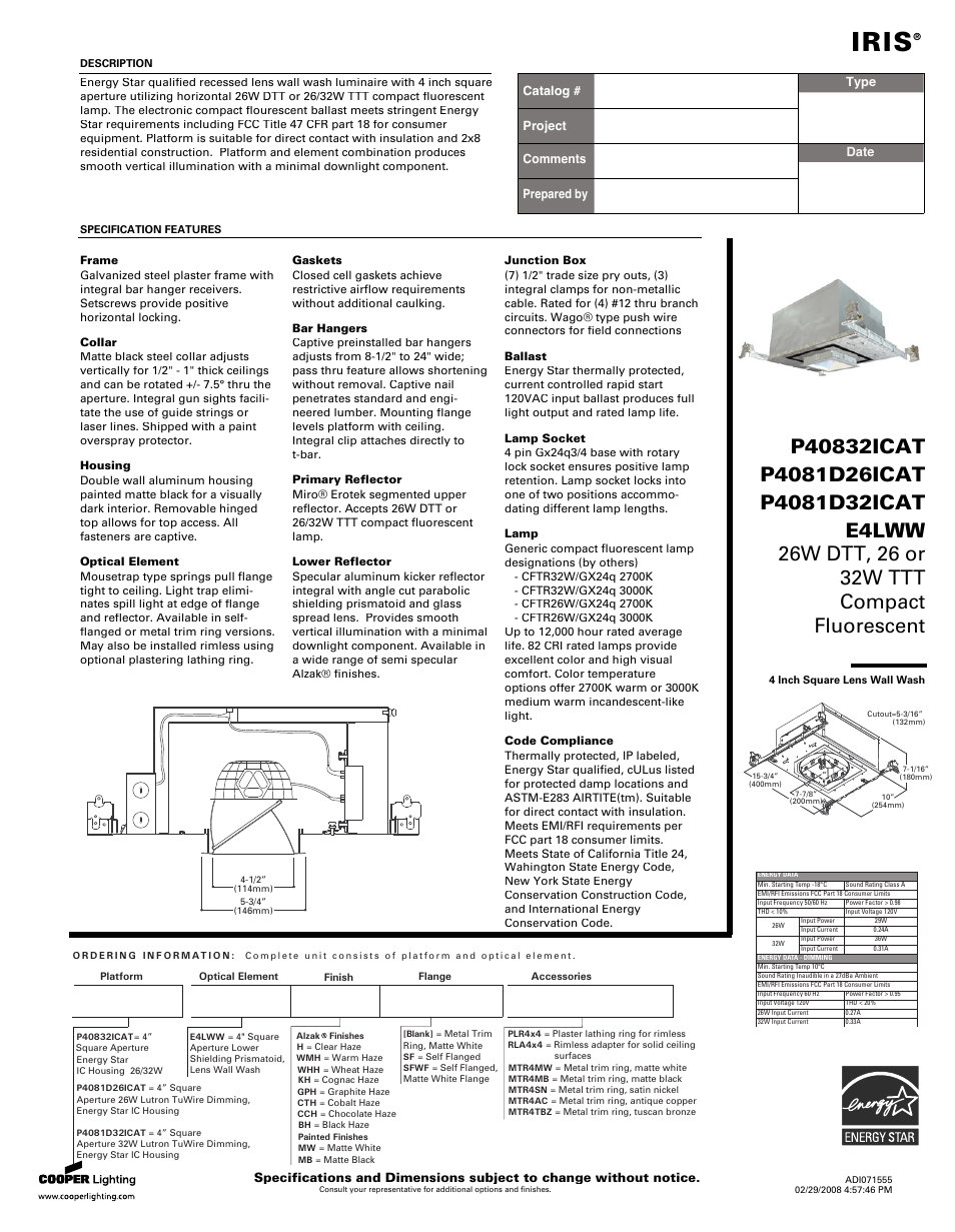 I.R.I.S. E4LWW User Manual | 2 pages