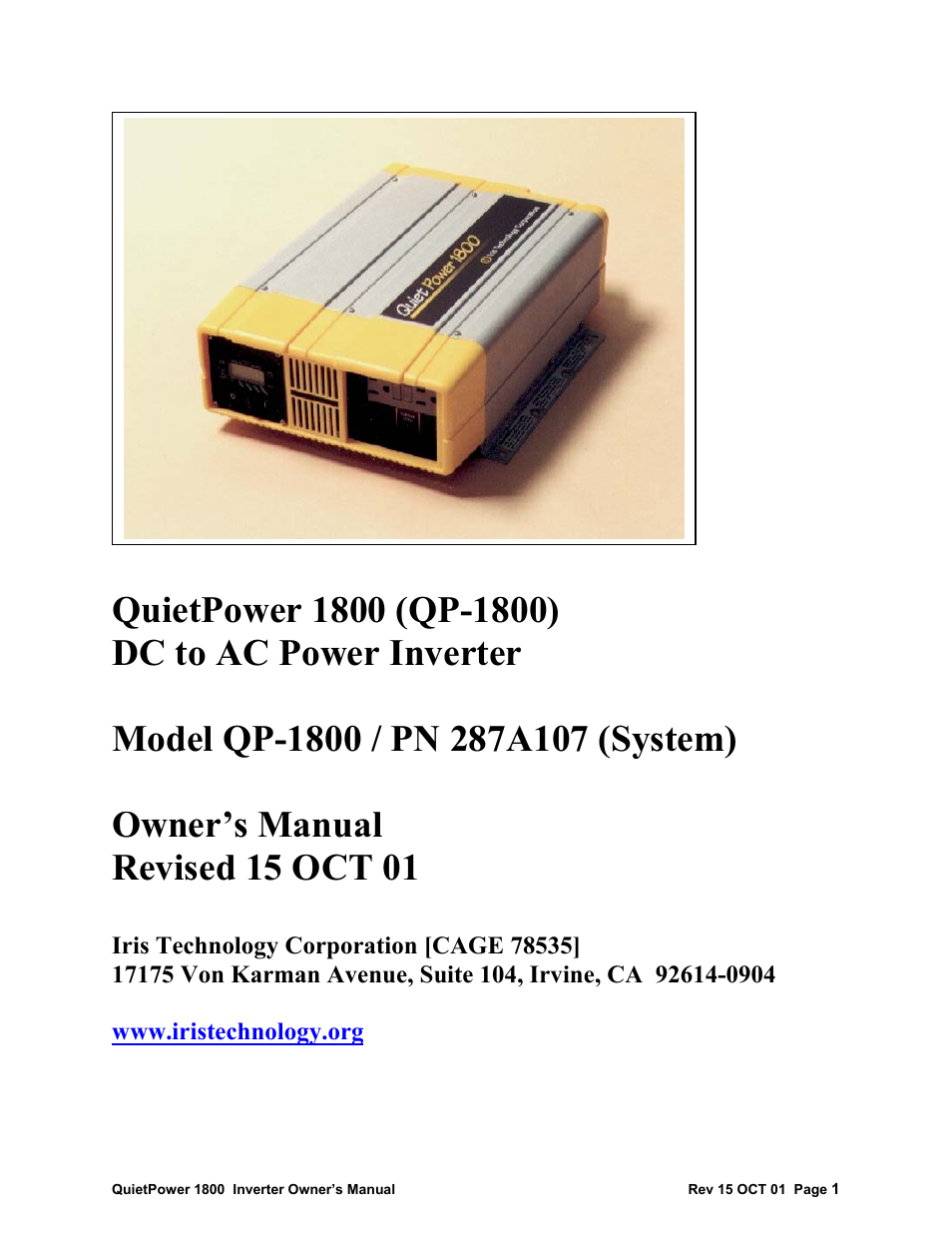 I.R.I.S. QP-1800 User Manual | 22 pages