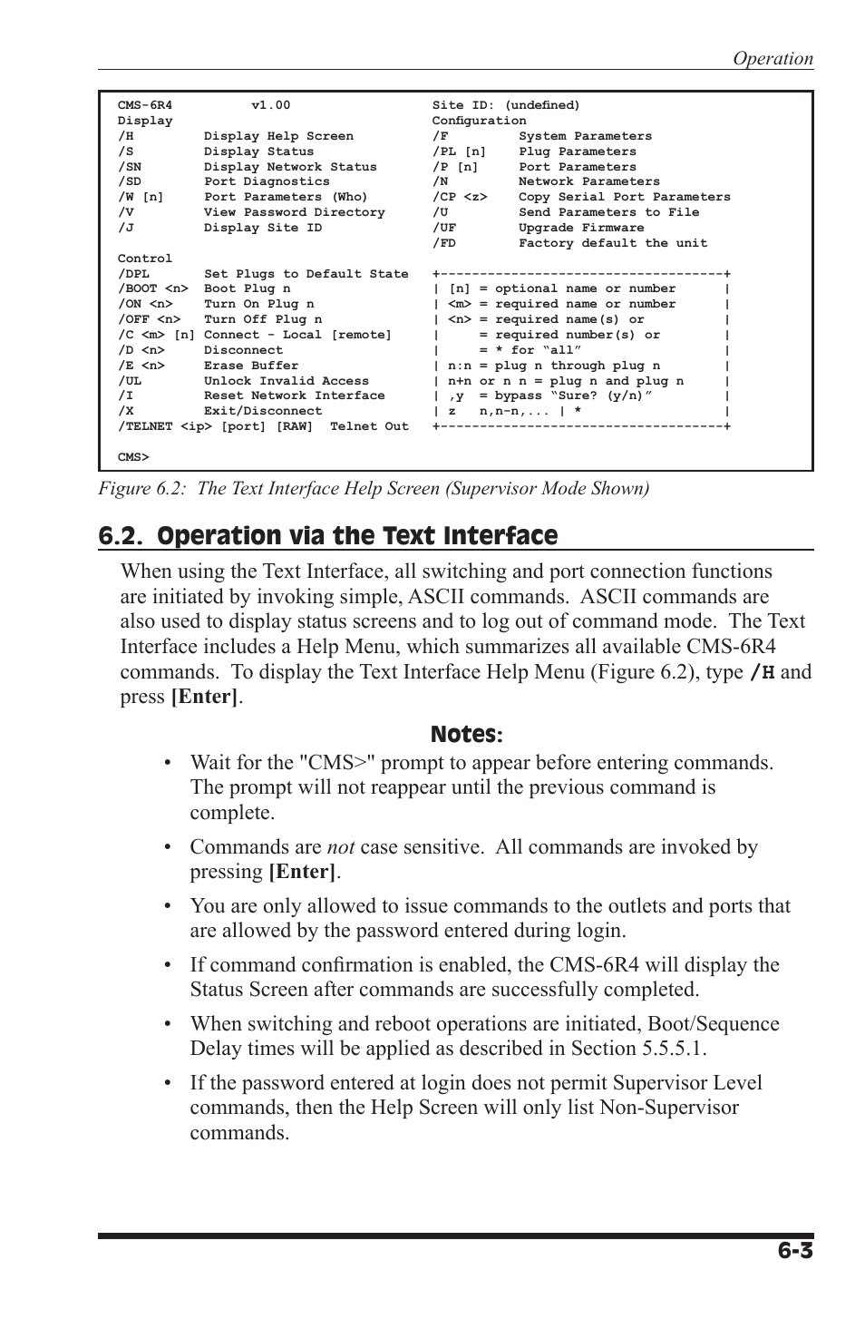Operation via the text interface | I-Tech Company CMS 6R4 Series User Manual | Page 67 / 123