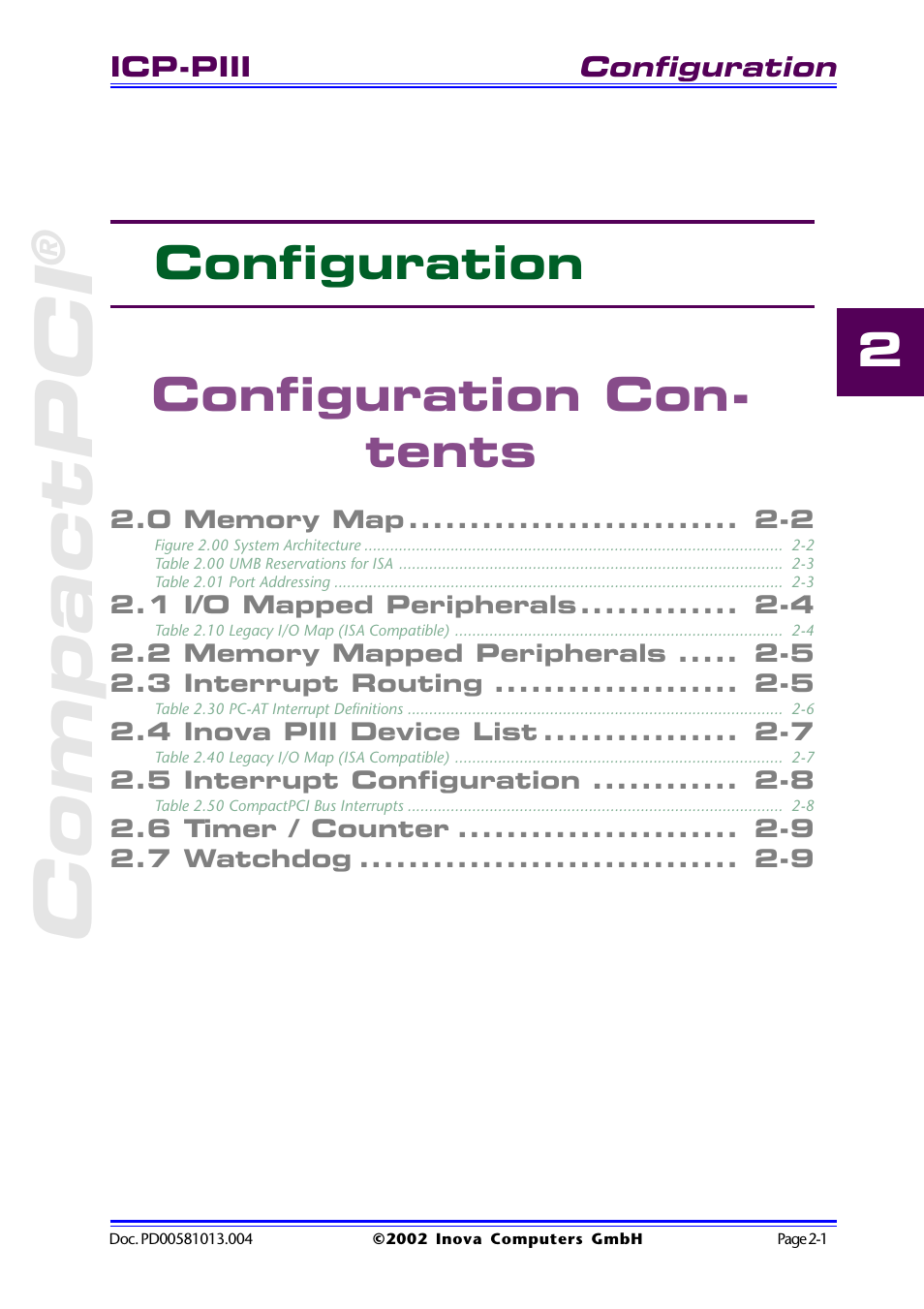Configuration contents, Compactpci, 2 configuration configuration con- tents | Inova High Performance CPU board ICP-PII User Manual | Page 25 / 94