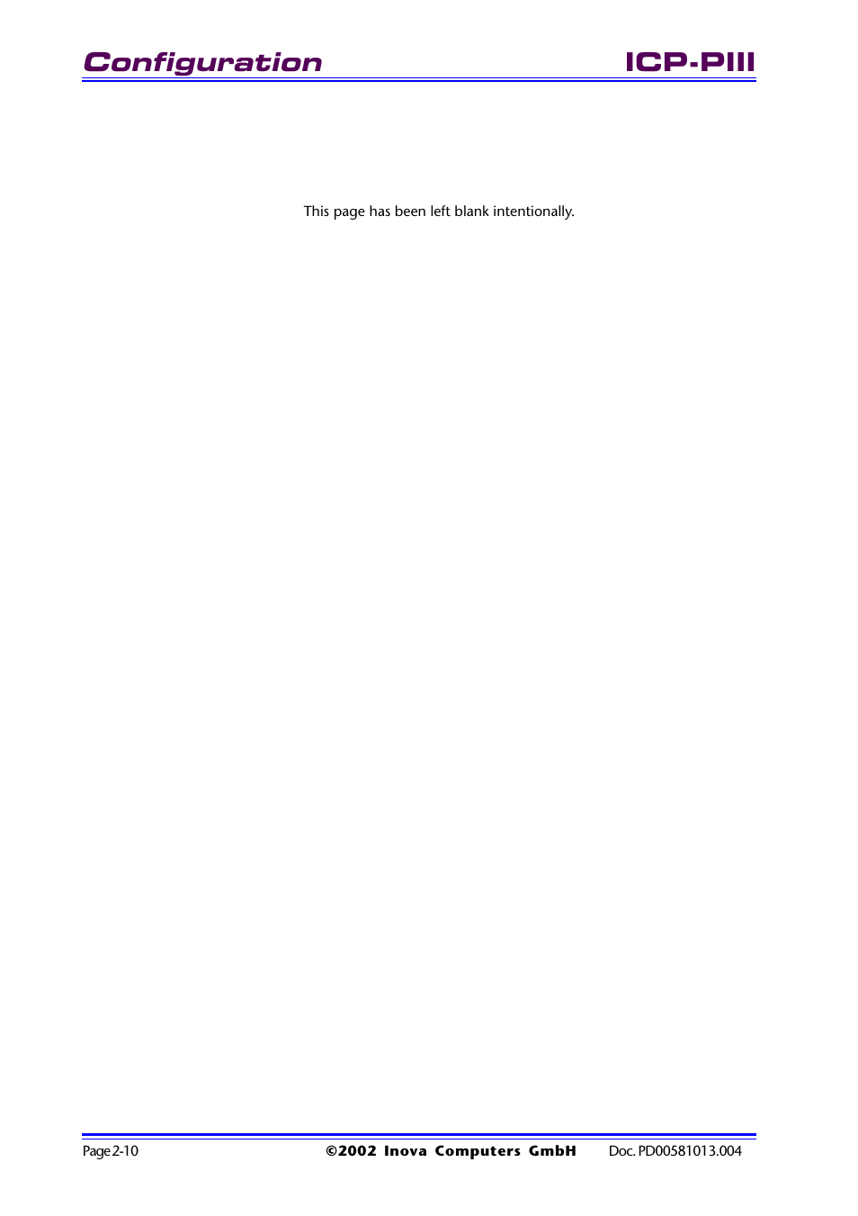 Configuration, Icp-piii | Inova High Performance CPU board ICP-PII User Manual | Page 34 / 94