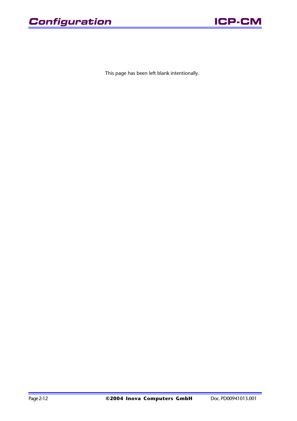 Configuration, Icp-cm | Inova PD00941013.001 User Manual | Page 44 / 103